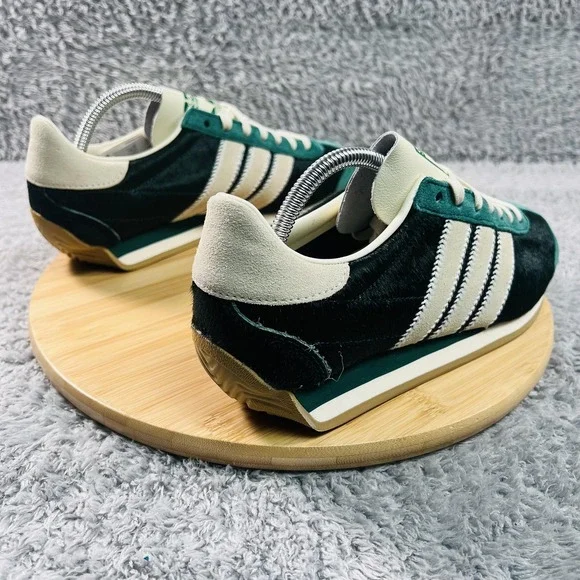 Adidas Country OG W Shoes Womens 9.5 Green Cow Fur Sneakers Originals JQ0544